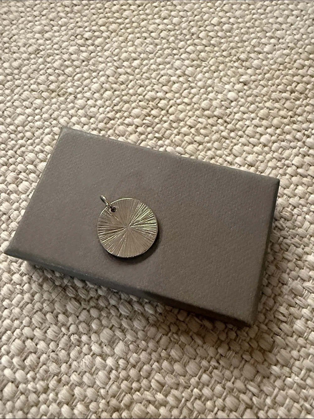 Silver Camping Charm Pendant - Round Forest Moon Design